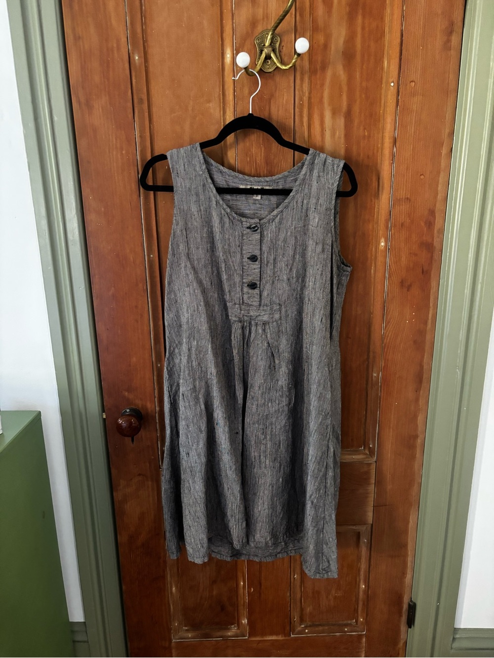Flax Button Mini Dress Linen